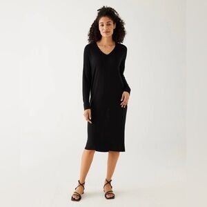 NEW Mersea Saltwash Dress Cashmere Bamboo Black Midi Large NWT